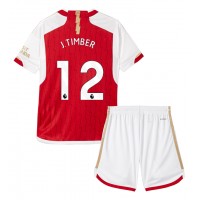 Arsenal Jurrien Timber #12 Domáci Detský futbalový dres 2023-24 Krátky Rukáv (+ trenírky)